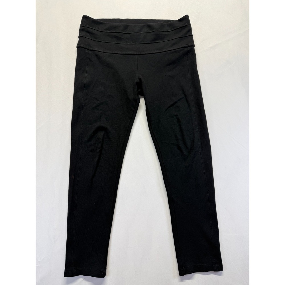 Zara Basic Cropped Leggings Womens Large Black Mid‎ Rise Athletic Gym Training
